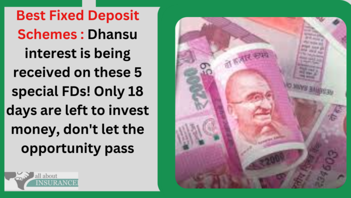 Best Fixed Deposit Schemes : Dhansu interest is being received on these 5 special FDs! Only 18 days are left to invest money, don't let the opportunity pass
