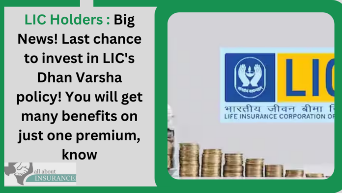 LIC Holders : Big News! Last chance to invest in LIC's Dhan Varsha policy! You will get many benefits on just one premium, know