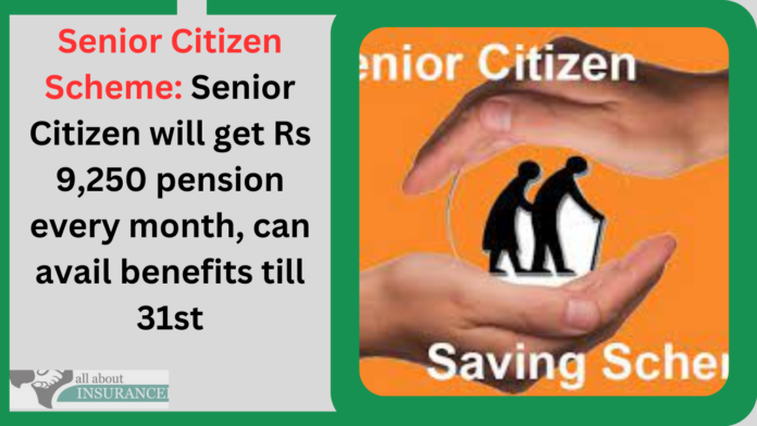 Senior Citizen Scheme: Senior Citizen will get Rs 9,250 pension every month, can avail benefits till 31st